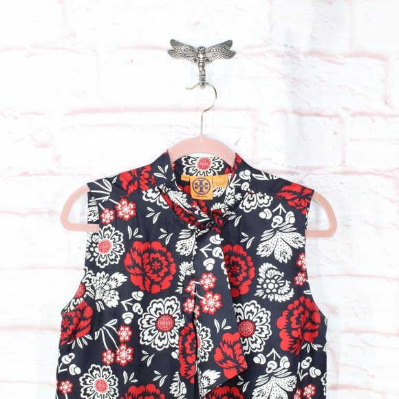 Tory Burch Multicolor Floral Sleeveless Button Down Silk Tops Size 12 - Picture 2 of 9